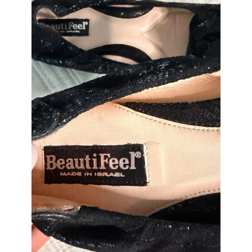 BeautiFeel Black Suede Patent Floral Rosette Ballet Flats Shoes 40 Made  Israel